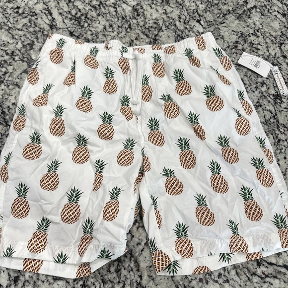 Free Planet Men's Elastic Waist Pineapple Print Shorts With Pockets Size XL 36 - Picture 1 of 6